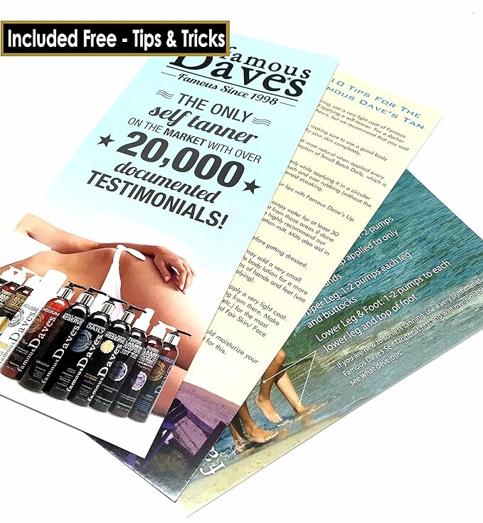 Dark Tanning Mousse w/Instant Bronzer by Famous Dave’s | Sunless Self Tanner | Organic & Natural Ingredients for Medium/Darker Skin Tones | Moisturizing Glow with Natural Tan Results