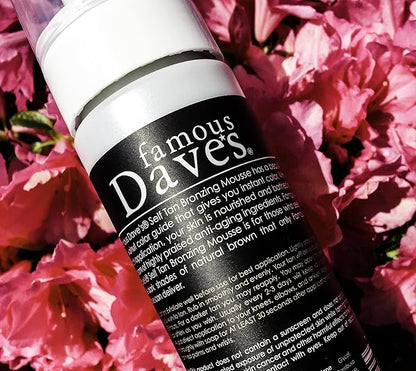 Dark Tanning Mousse w/Instant Bronzer by Famous Dave’s | Sunless Self Tanner | Organic & Natural Ingredients for Medium/Darker Skin Tones | Moisturizing Glow with Natural Tan Results