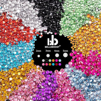 Flat Back Rhinestone+Half Round Pearl Kits Colorful Rhinestones+White