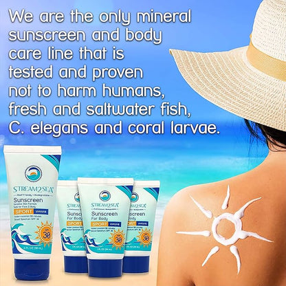 STREAM 2 SEA SPF 30 Mineral Sunscreen Biodegradable and Reef Safe, 1 Fl oz Travel Size Pack of 3, Paraben Free Non Greasy and Moisturizing Mineral Sunscreen For Face and Body Against UVA and UVB
