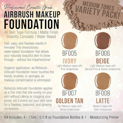 Belloccio Medium Color Shade Foundation Set - Professional 2 oz
