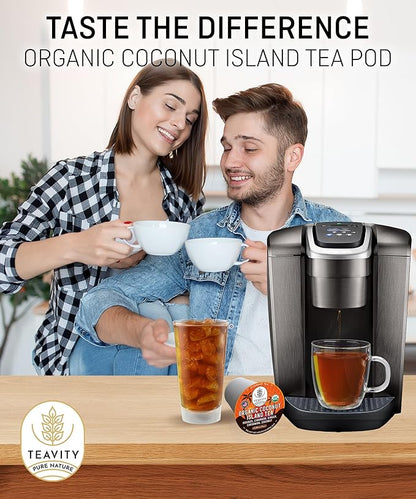 TEAVITY Organic Coconut Island Tea - Compatible With Keurig K-cup 2.0 Brewers - Energy, Revitalizing, Refreshing Tea Pod - Works With Keurig Tea Pods & Tea K Cups 12 Count (Pack of 1)