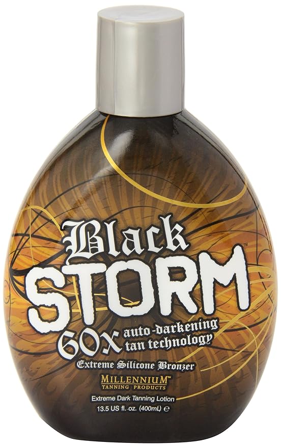 Millenium Tanning - Black Storm Premium Tanning Lotion, 60x Auto-Darkening Tan Technology Extreme Silicone Bronzer - 13.5 Ounce