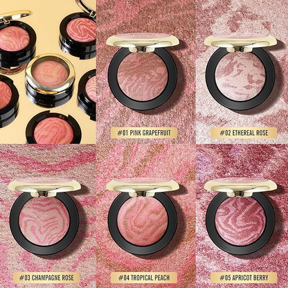 KIMUSE Baked Blush, Lighting Glow Marbleized Blush Powder Face