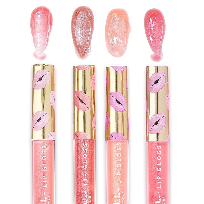 Nicole Miller Lip Gloss Collection, 4 Count (Pack of 1), Better Not Pout Pink