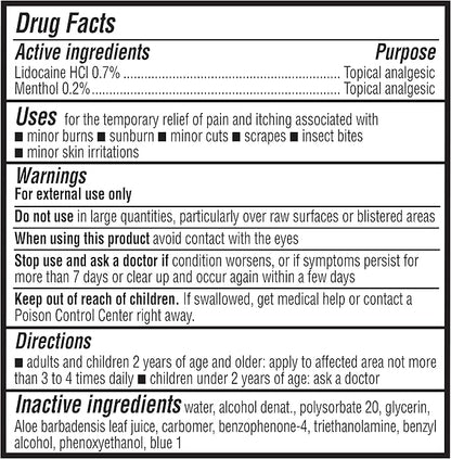 Amazon Basics After Sun Gel with Aloe Vera, Lidocaine and Menthol, 16 Fl Oz (Pack of 2) (Previously Solimo)