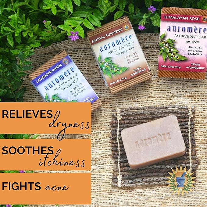 Auromere Ayurvedic Soap Variety Pack 3 x 2.75oz Natural