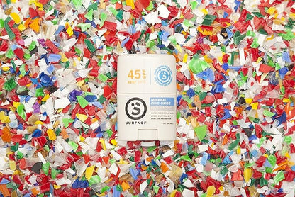 Surface Mineral Face Sunscreen Stick, Water Resistant, UVA/UVB Broad Spectrum, Fast Drying Protection, PABA Free - SPF 45 - CLEAR/WHITE (1 Pack)