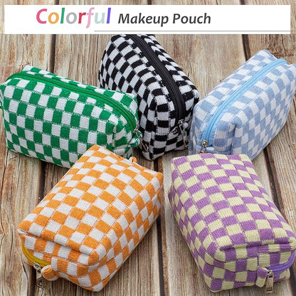 Pazimiik checkered makeup bag for