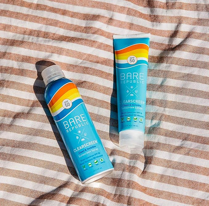 Bare Republic Clearscreen Sunscreen SPF 50 Sunblock Body Lotion, Water Resistant with an Invisible Finish, 5 Fl Oz Each, 2 Pack