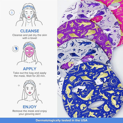 MAREE Ultimate Eye and Face Revitalization Bundle - 24K Gold Under Eye Patches & Collagen Facial Masks for Ageless Beauty for Total Skin Rejuvenation