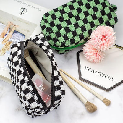Pazimiik checkered makeup bag for