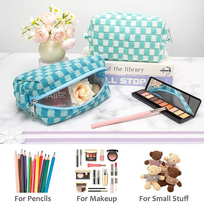 Pazimiik checkered makeup bag for