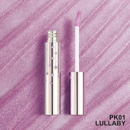 FOCALLURE High Shine Glitter Lip Gloss,Hydrates and Soothes Lips for a Gorgeous,Delivers a Non-sticky Glossy finish,Long-lasting Shine & Fuller-looking Lip Makeup,PK01 LULLABY