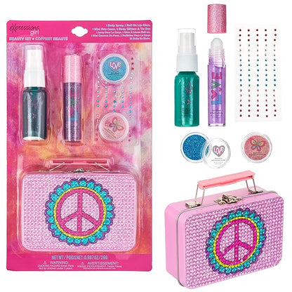 Expressions 6pc Peace & Rhinestones Beauty Set w/Tin Storage