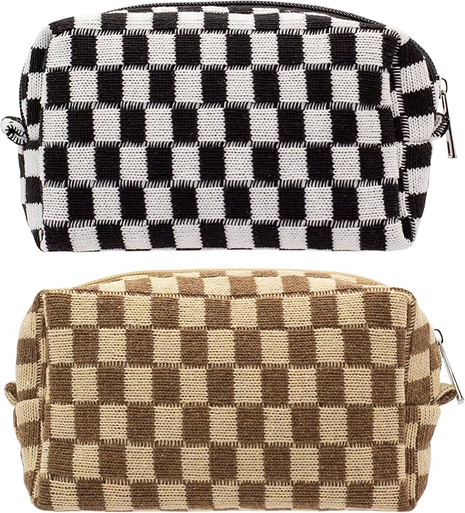 Pazimiik checkered makeup bag for