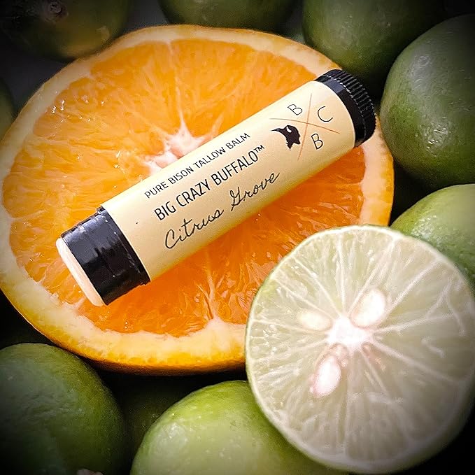 Pure Bison Tallow Lip Balm, Citrus Forming