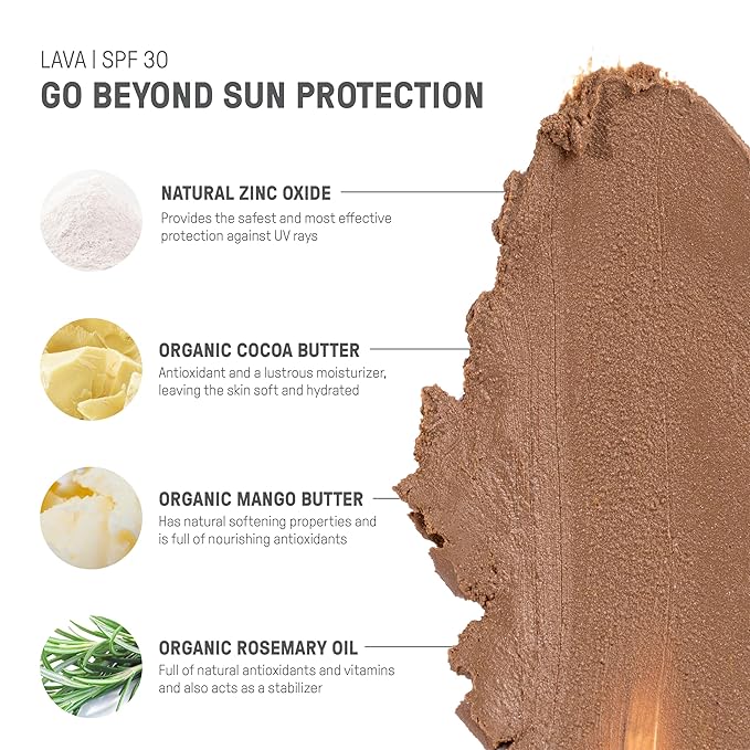 Raw Element Ultra-Moisturizing Tinted Face Cream, Non Toxic Mineral Face Sunscreen, Daily Tinted Moisturizer, Non-Nano Zinc Oxide, Reef Friendly, All Ages, SPF 30, 1.8 oz, Lava, Pack of 1