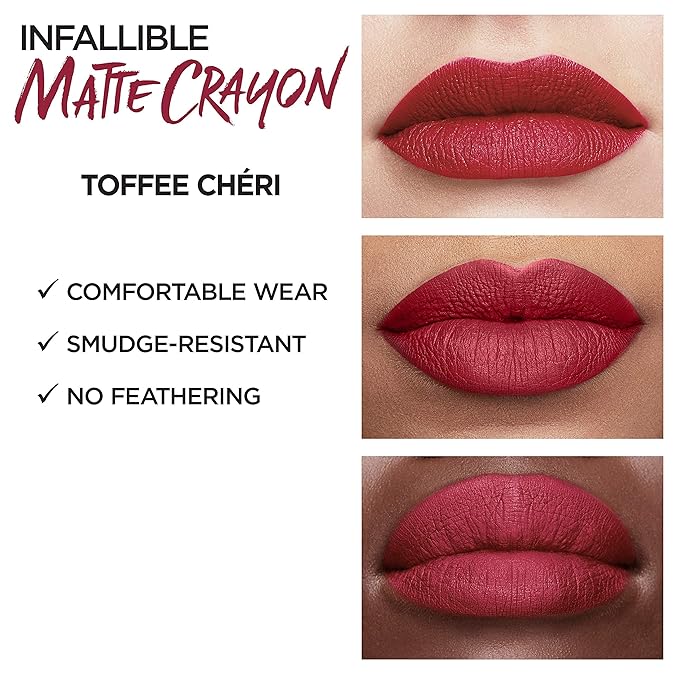 L’Oréal Paris Infallible Matte Lip Crayon, Toffee Cheri (Packaging