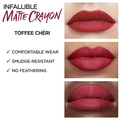 L’Oréal Paris Infallible Matte Lip Crayon, Toffee Cheri (Packaging