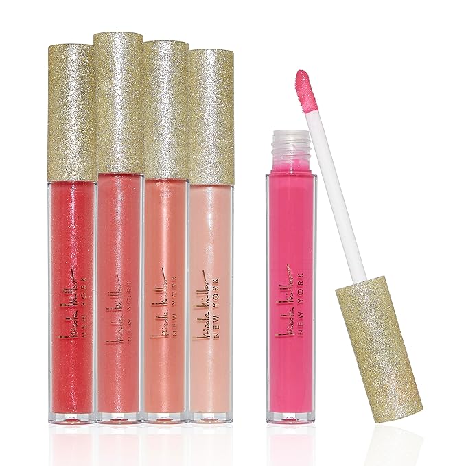 Nicole Miller Lip Gloss Collection, 5 Count (Pack of 1), Navy & Gold