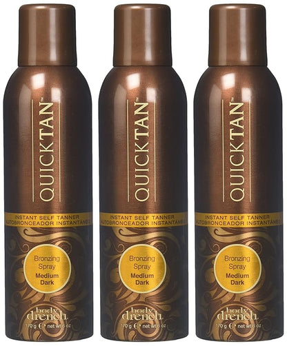 Body Drench Aerosol QuickTan Bronzing Spray, Medium/Dark, 6 Fl Oz (Pack of 3)
