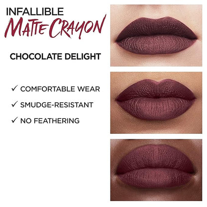 L'Oreal Paris Infallible Matte Lip Crayon, Chocolate Delight (Packaging May Vary)