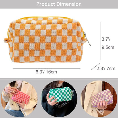 Pazimiik checkered makeup bag for