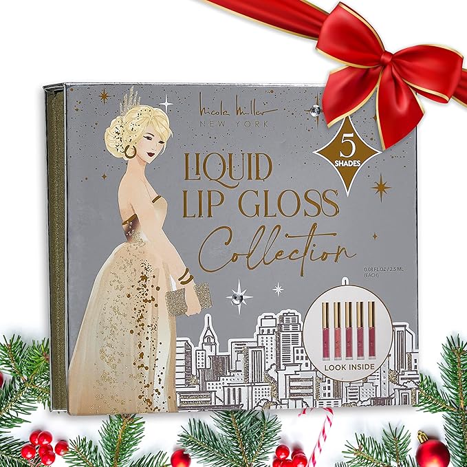 Nicole Miller Lip Gloss Collection, 5 Count (Pack of 1), Silver City