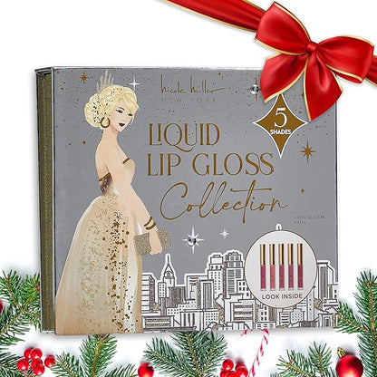 Nicole Miller Lip Gloss Collection, 5 Count (Pack of 1), Silver City