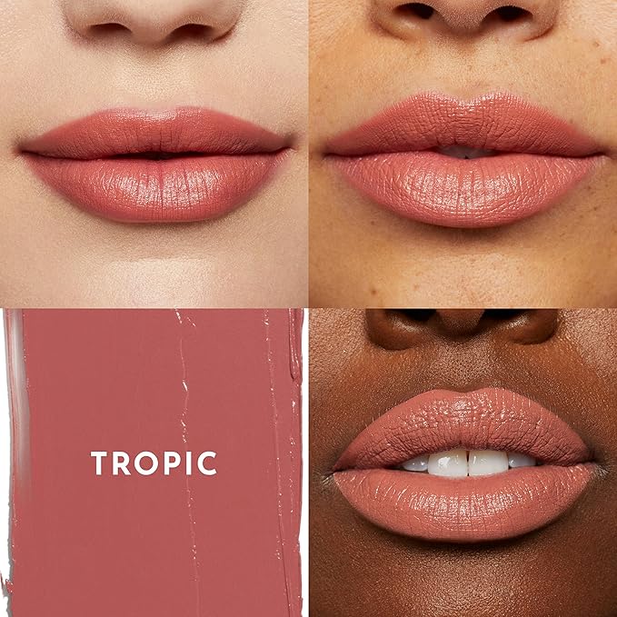LAWLESS Forget the Filler Lip-Plumping Line-Smoothing Satin Cream Lipstick - Tropic - Natural Ingredients Smooth and Hydrate Lips for a Plumper, Fuller Look - 3.7g