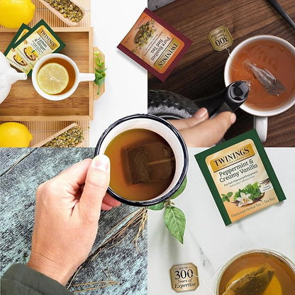 Tea Bunch Twinings 48 Tea Bags Herbal Variety Pack – 12 Herbal Flavors with 20 Honey Sticks, Perfect Tea Gift Set for Any Occasion