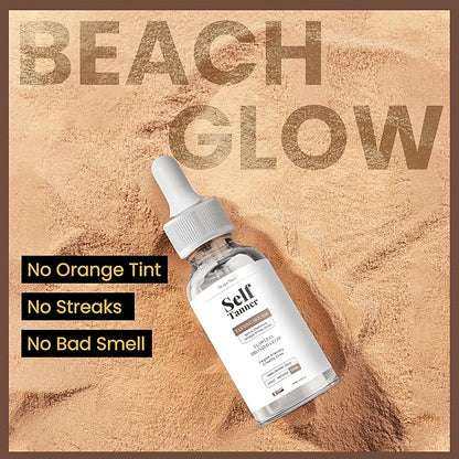 Team Tan Self Tanning Drops - Fully Customizable Body and Face Tanning Drops, Active Skincare Ingredients Enriched Self Tanner Kit for Fake Tan, No Streaks or Nasty Smell (Dark)