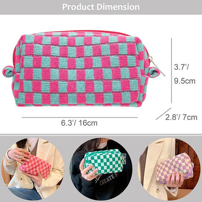 Pazimiik checkered makeup bag for