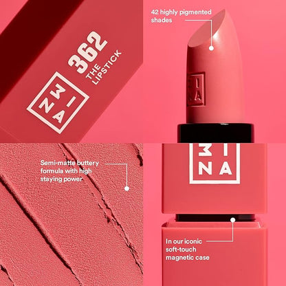 3INA The Lipstick 282 - Outstanding Shade Selection - Matte And Shiny Finishes - Highly Pigmented And Comfortable - Vegan And Cruelty Free Formula - Moisturizes The Lips - 90S Nude - 0.16 Oz