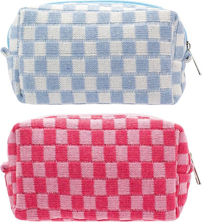 Pazimiik checkered makeup bag for