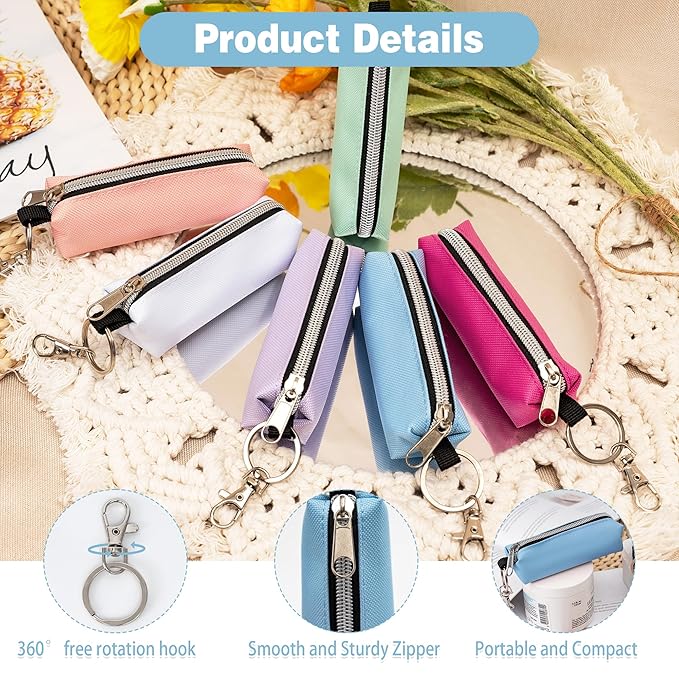 Chapstick Holder, 6 Pcs Lip Balm Sleeve Pouch Portable Lipstick Holder Bag Clip-on Makeup Travel Accessories Great Stuffers Gift for Wome