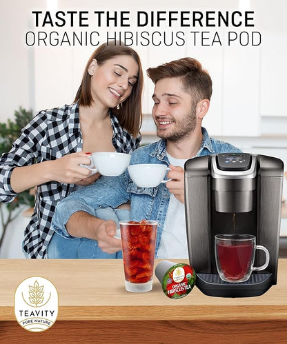 Organic Hibiscus Sabdariffa Tea Organic Naturally Decaf Tea Pods for Keurig by Teavity (24 Tea Pods)