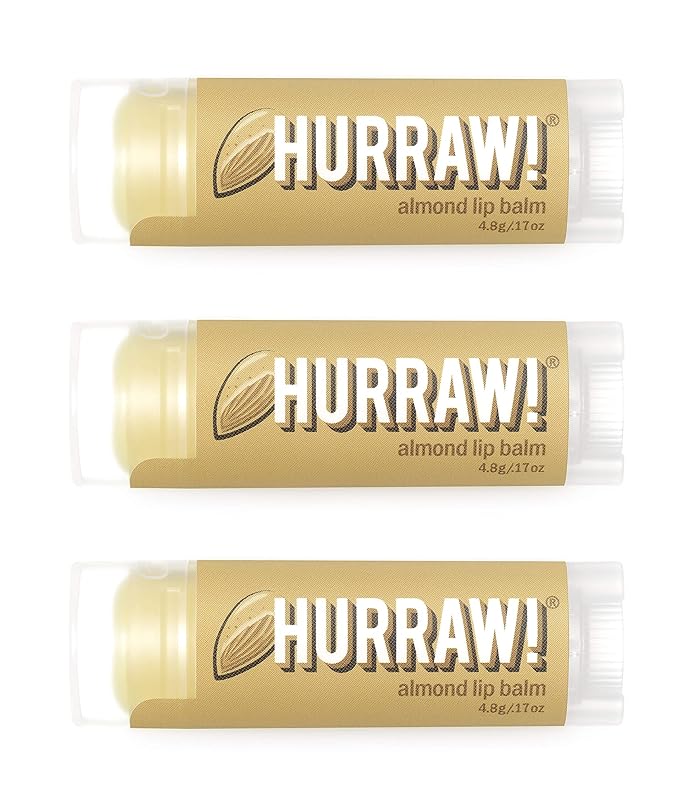 Hurraw! Almond Lip Balm, 3 Pack: Palm