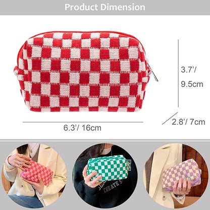 Pazimiik checkered makeup bag for