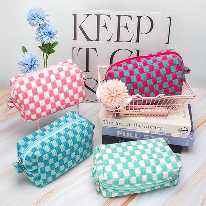 Pazimiik checkered makeup bag for