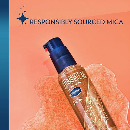 Vaseline Illuminate Me Shimmering Body Oil Created for Melanin Rich Skin, Illuminates Skin with Finishing Touch of Shimmer for Glowing Skin 3.3 oz