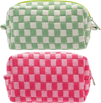 Pazimiik checkered makeup bag for