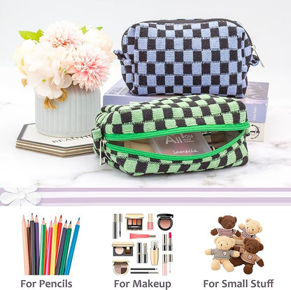 Pazimiik checkered makeup bag for