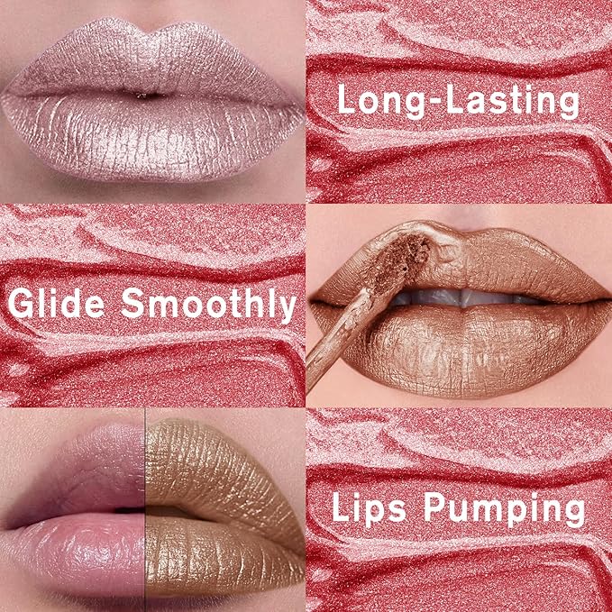 COOSA Glitter Liquid Lipsticks, Diamond Shimmer Metallic Lipstick Glitter