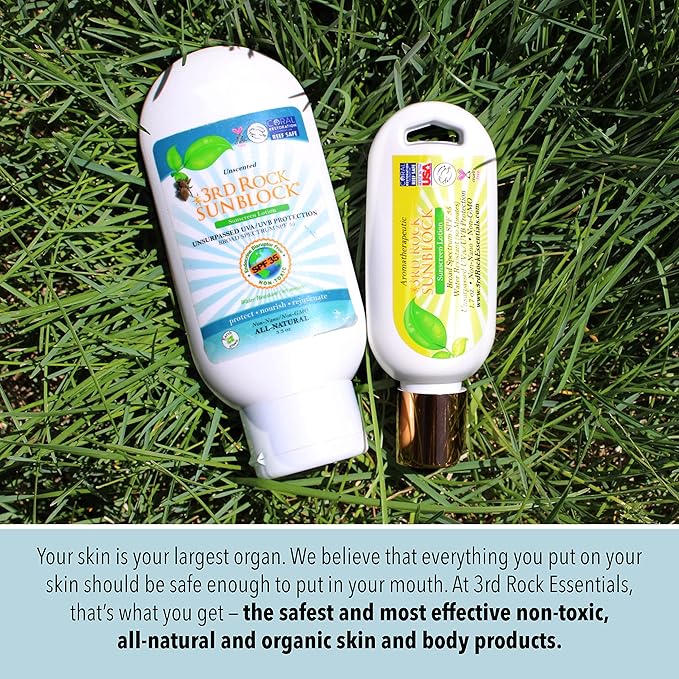 | Sunblock® SunScreen Lotion SPF 35+ | All Natural Organic Zinc Unscented Sunscreen for Sun Protection | All Natural Personal Care (3.3 oz | Single)