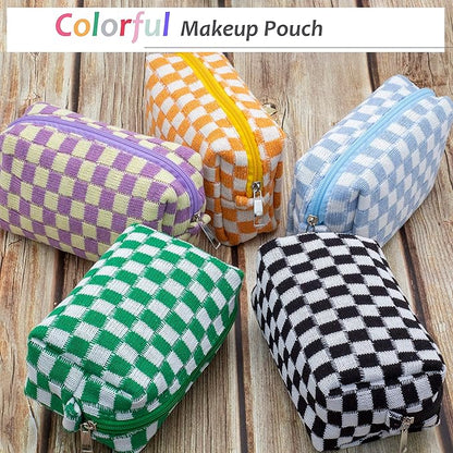 Pazimiik checkered makeup bag for